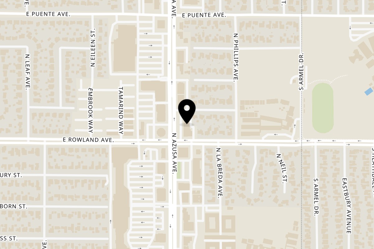 Map showing the location of Tea Hive on 500 N Azusa Ave Ste 105 in West Covina